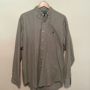 Ralph Lauren Blake button down shirt green and cream plaid men’s M 100% cotton